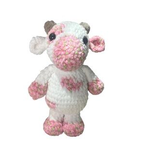 Handmade Crochet Strawberry Cow Plush Toy